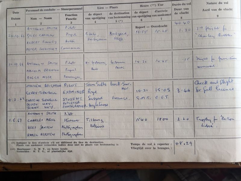 Picture of sample page in a logbook showing ink entries in manuscript